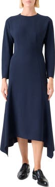 Akris Long Sleeve Wool Blend Midi Dress