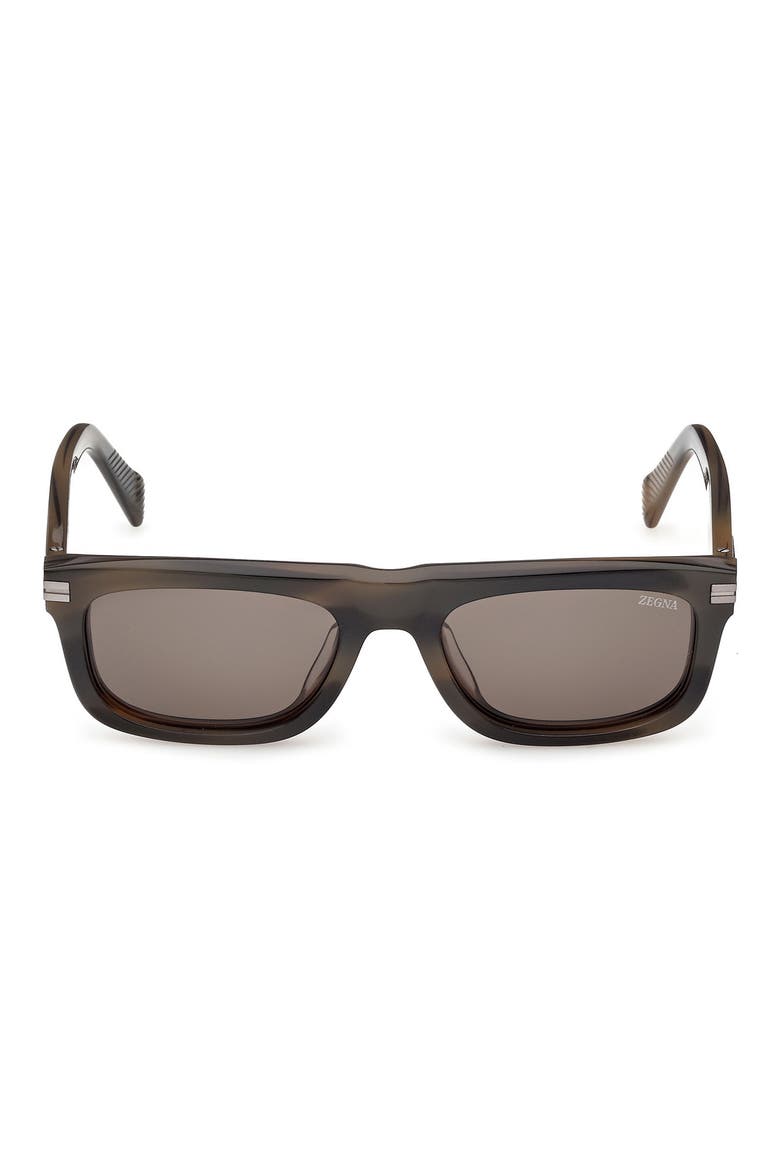 55mm Rectangular Sunglasses, Main, color, KHAKI GREEN HAVANA/ RUTHENIUM