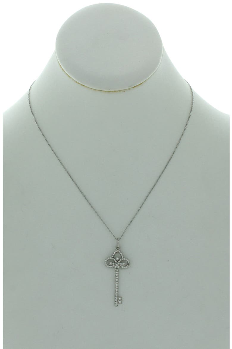Silver-Tone Regal Rhinestone Key Pendant Necklace, Alternate, color, SILVER / CLEAR