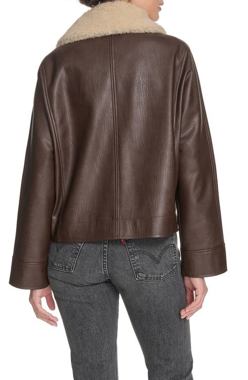Levi's Faux Leather Aviator Jacket With High Pile Fleece Collar