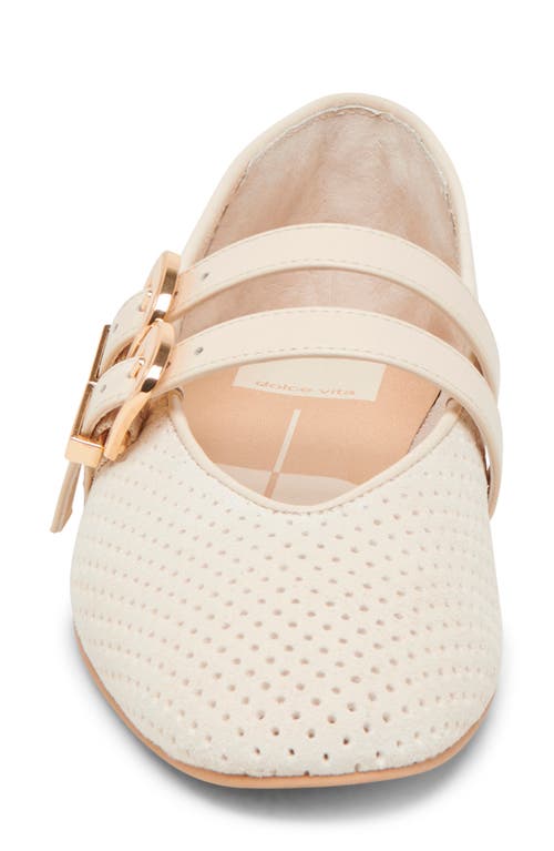 Dolce Vita Baylee Mary Jane Flat In Bone Perforated Suede