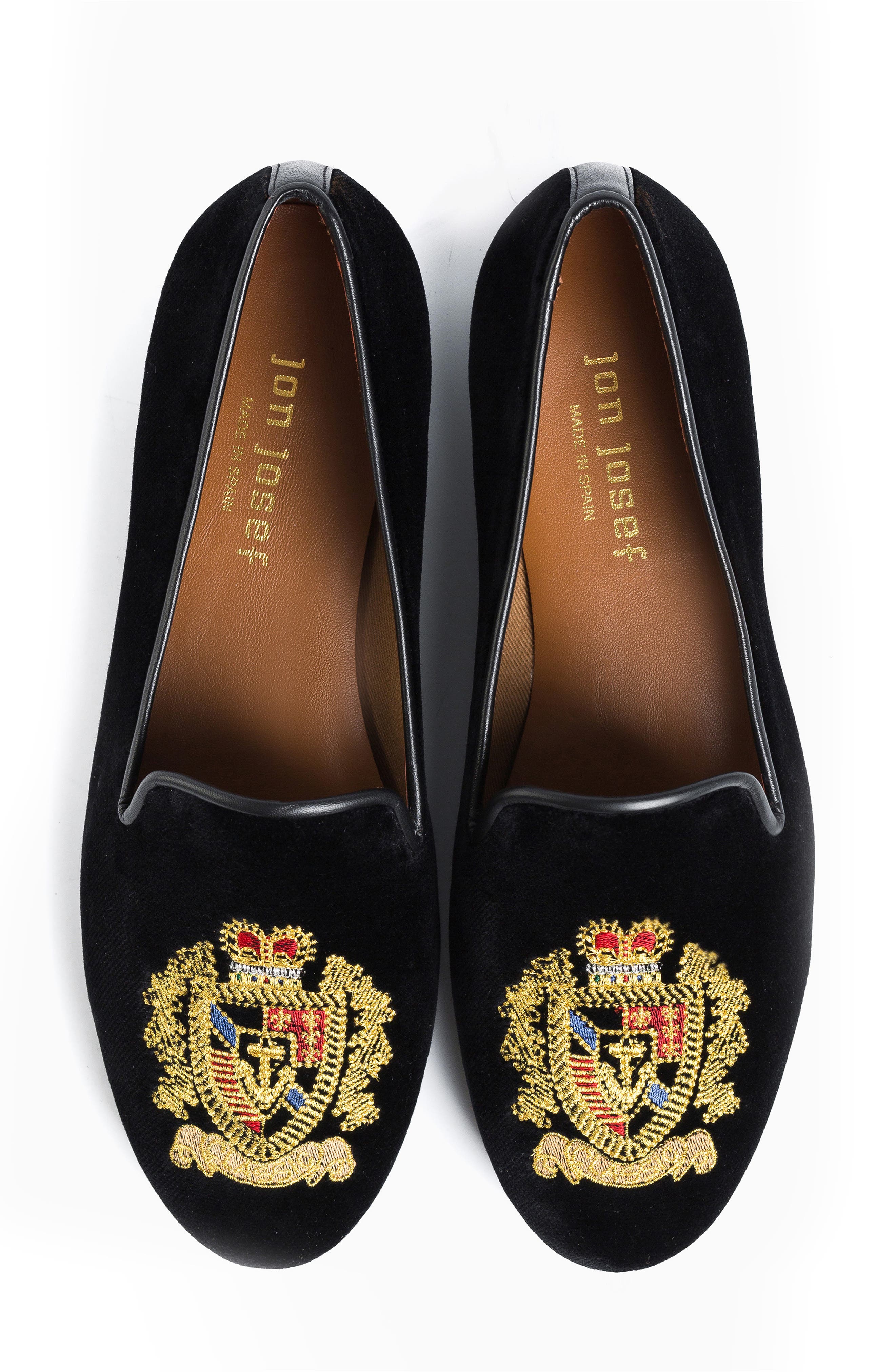 Jon Josef Gatsby Embroidered Emblem Flat, Alternate, color, Black Velvet