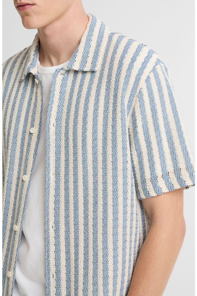 Beach Stripe Cotton-Blend Button-Front Shirt, Alternate, color, UNIFORM BLUE COMBO