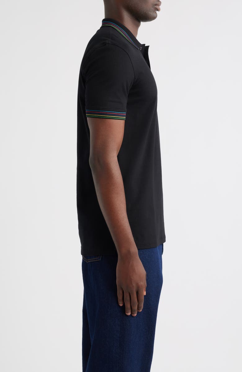 PS Paul Smith Tipped Stretch Cotton Polo, Alternate, color, Black