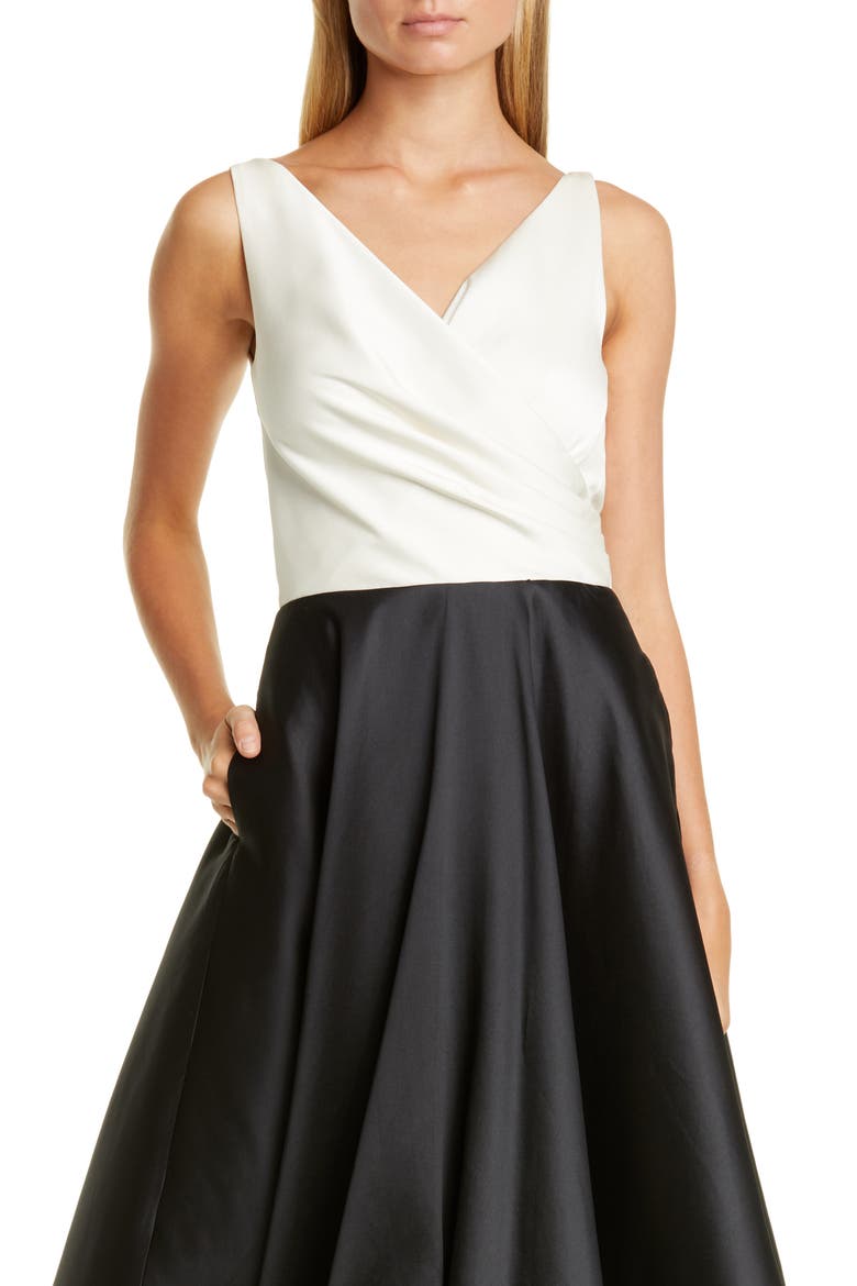 Bow Back Ballgown, Alternate, color, IVORY AND JET