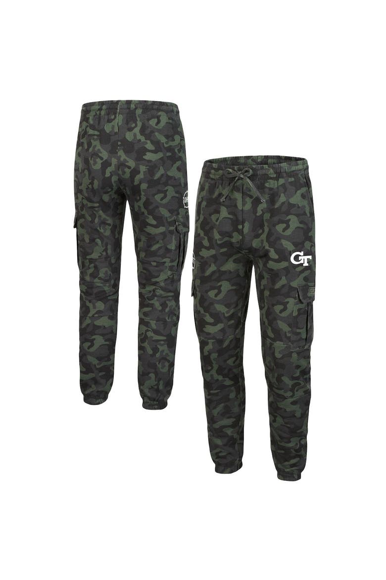 Men's Colosseum Camo Georgia Tech Yellow Jackets Logo OHT Military Appreciation Code Fleece Pants, Main, color, Camo