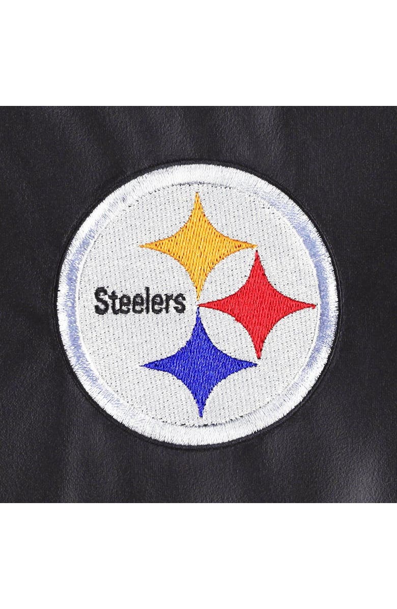 THE WILD COLLECTIVE Men's The Wild Collective Black Pittsburgh Steelers Metallic Bomber Full-Snap Jacket, Alternate, color, Black
