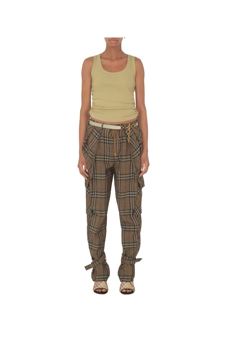 Burberry Check Silk Blend Cargo Trousers, Alternate, color,