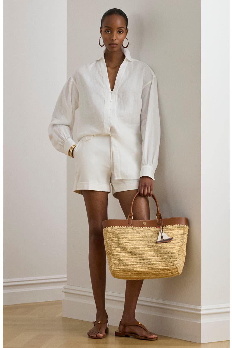 Relaxed Fit Linen Button-Up Shirt, Alternate, color, WHITE