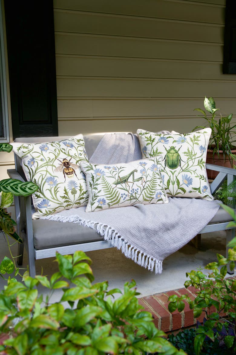 Garden Bee Outdoor Accent Throw Pillow 20" x 20", Alternate, color, Green