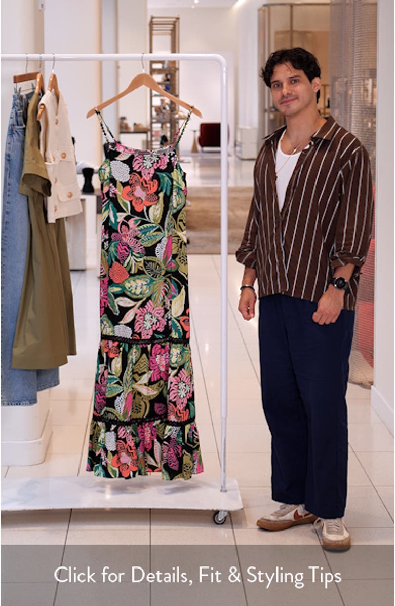 Floral Ladder Stitch Inset Tiered Maxi Dress, sales video thumbnail