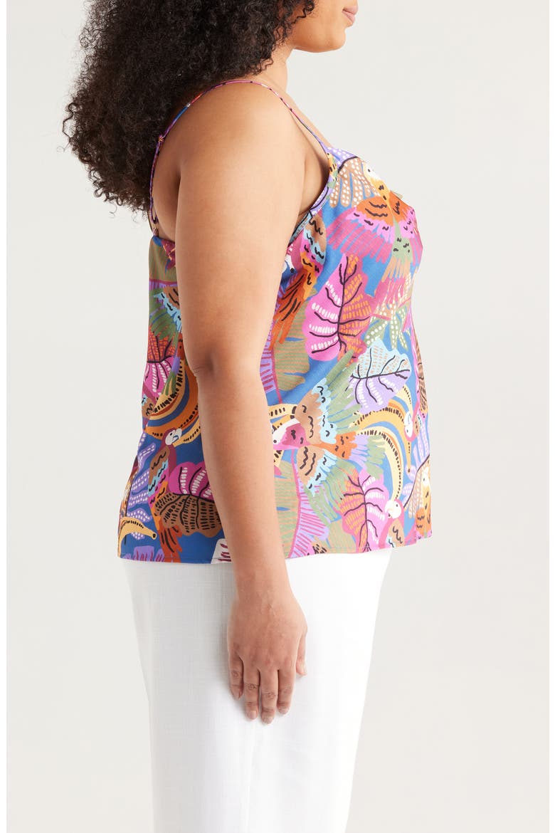 Tropical Print Satin Camisole, Alternate, color, WILD BERRY