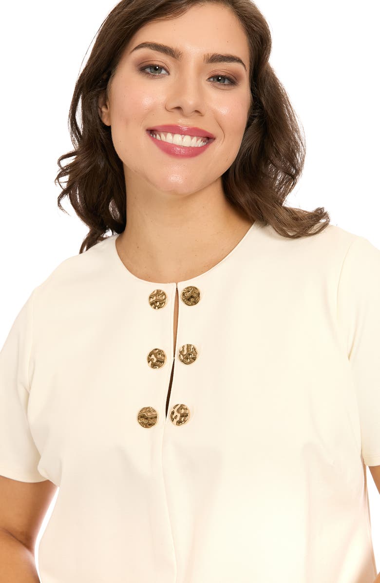 London Times Novelty Trim Shift Dress, Alternate, color, Whisper White