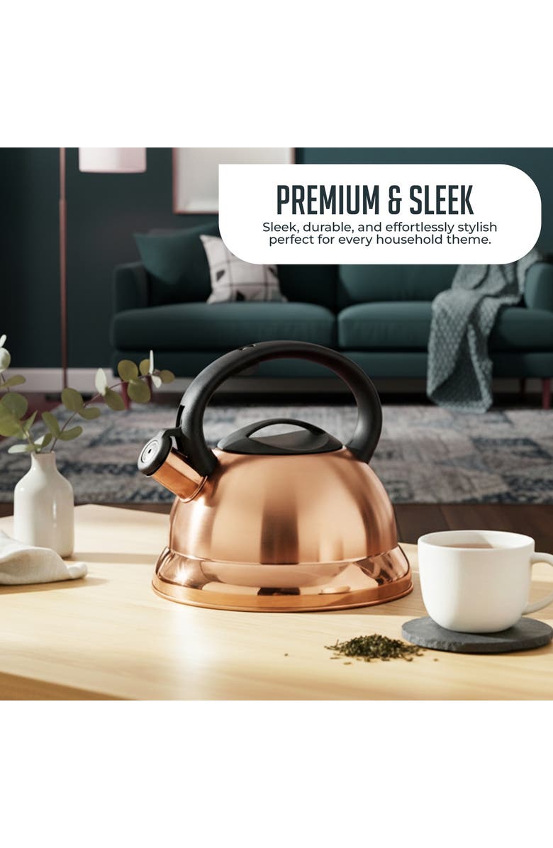 Luminuxe 3 Qt Heavy Duty Stainless Steel Whistling Tea Kettle, Stay Cool Handle & Knob, Alternate, color, Copper
