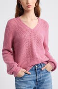 Treasure & Bond Oversize Pointelle V-Neck Sweater