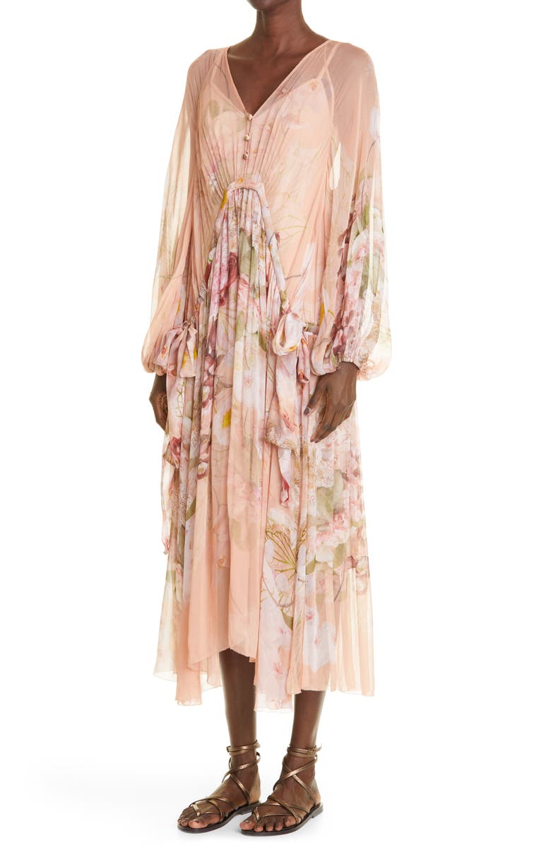 Zimmermann Zimmerman Dancer Drawn Floral Print Long Sleeve Midi Dress, Alternate, color, 
