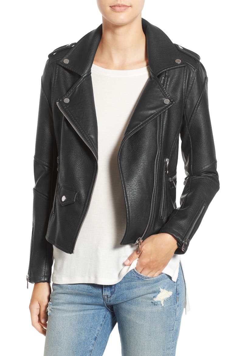 'Easy Rider' Faux Leather Moto Jacket, Main, color, BLACK