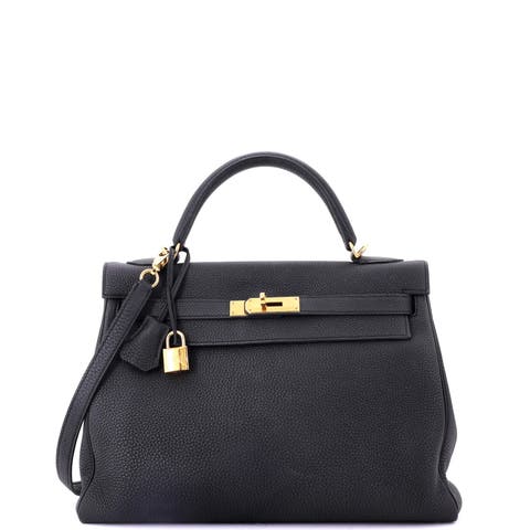 Kelly Handbag Black Togo with Gold Hardware 32
