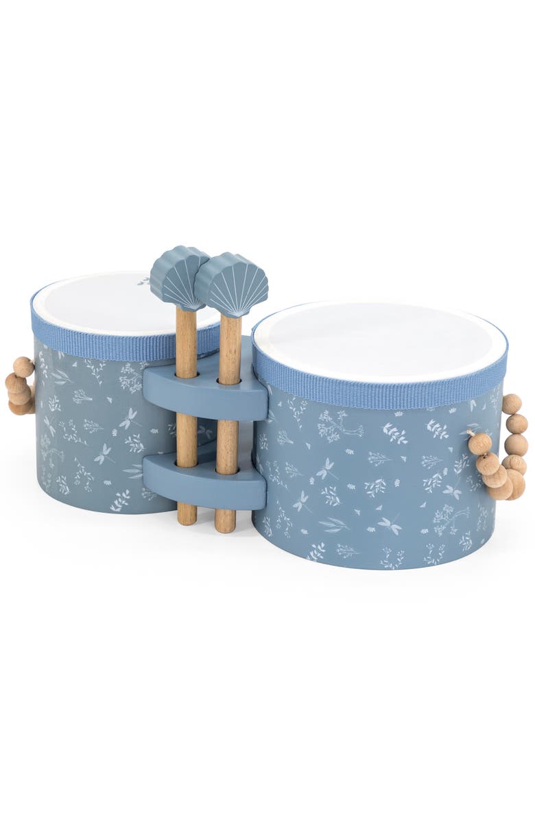 Label Label Wooden Bongos Blue, 2 Drum Sticks, Carry Handles, Ages 2+, Main, color, Multicolored