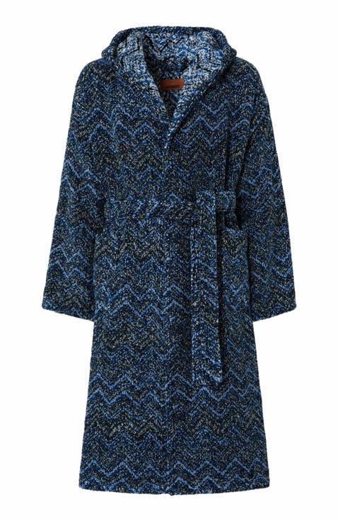Azul Cotton Terry Chevron Bathrobe