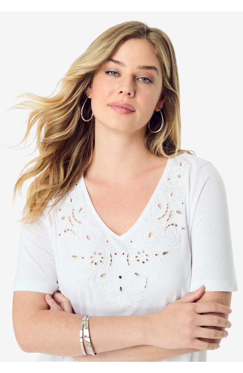 Roaman's Eyelet Swing Tee, Alternate, color, White