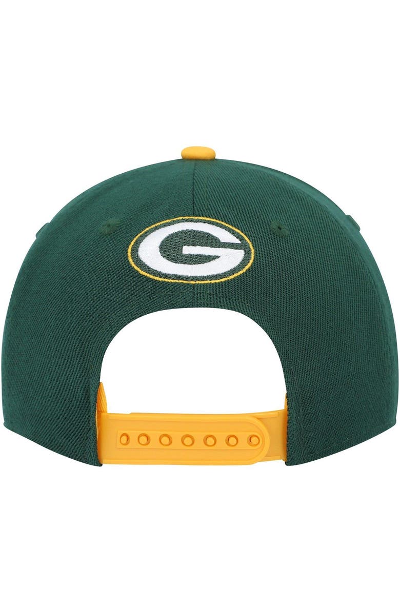 Outerstuff Youth Green Green Bay Packers On Trend Precurved A-Frame Snapback Hat, Alternate, color, 