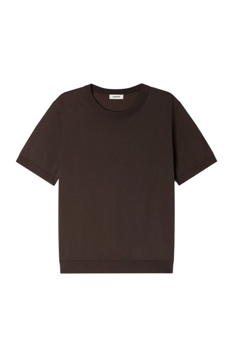 SANDRO Knitted T-shirt, Alternate, color, Chocolate