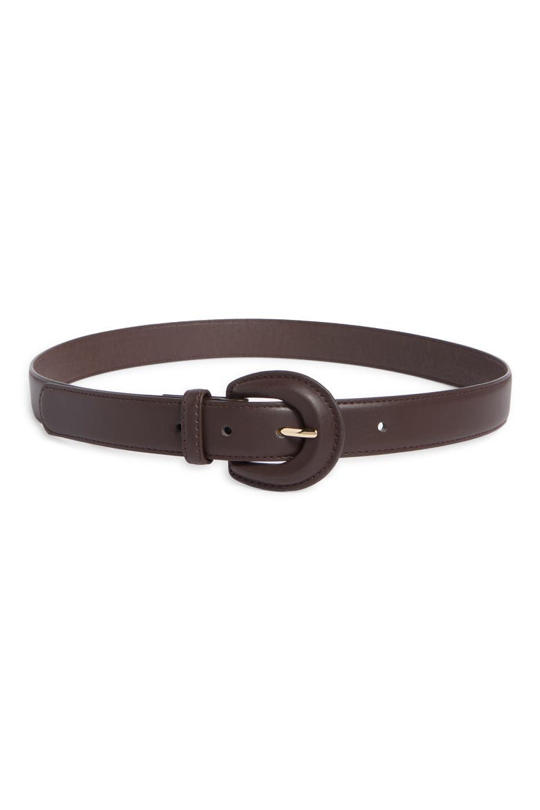Covered Buckle Faux Leather Belt, Main, color, ESPRESSO