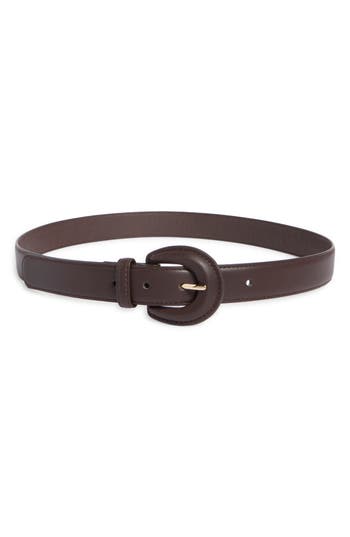 Linea Pelle Covered Buckle Faux Leather Belt In Gray