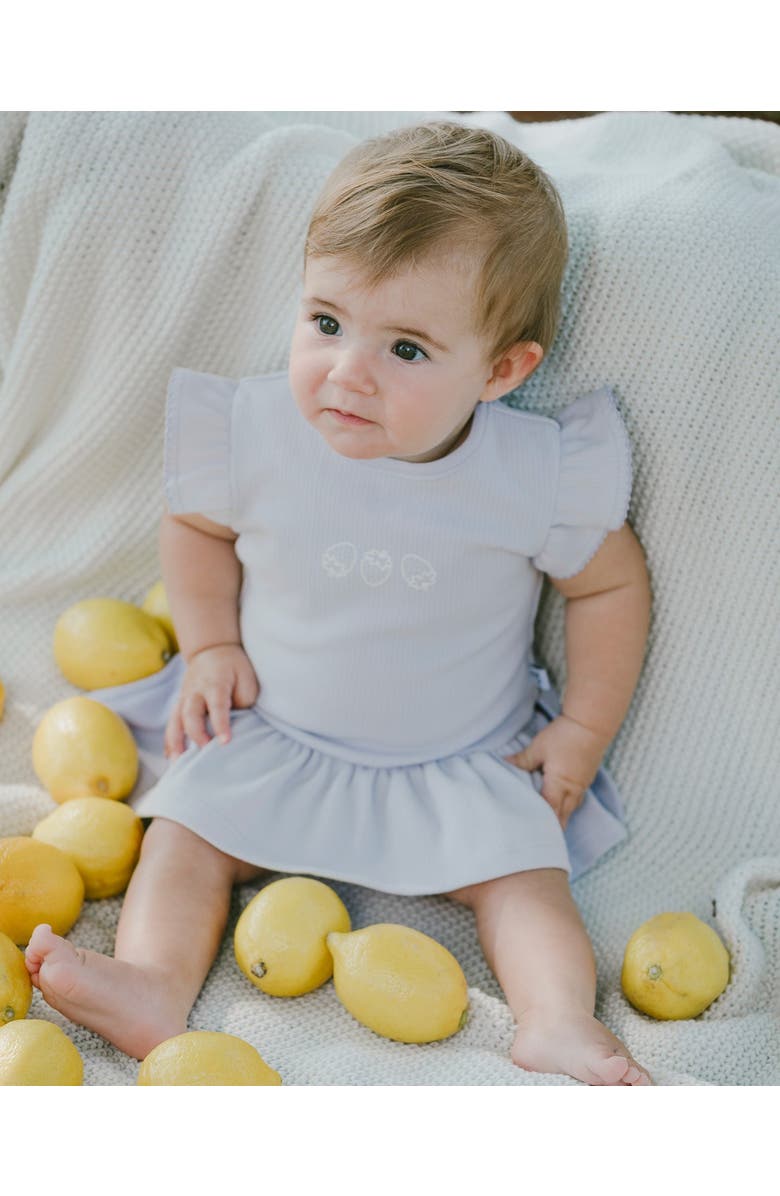 Deux par Deux Cotton Rib Jersey Romper with Frill, Alternate, color, Lilac