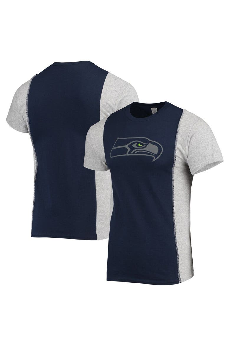 Men's Refried Apparel College Navy/Heathered Gray Seattle Seahawks Sustainable Split T-Shirt, Main, color, Navy