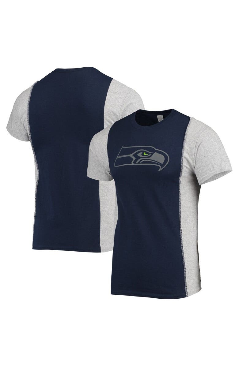 REFRIED APPAREL Men's Refried Apparel College Navy/Heathered Gray Seattle Seahawks Sustainable Split T-Shirt, Main, color, Navy