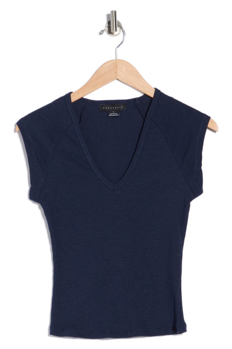 Raglan Sleeve V-Neck Top, Alternate, color, HERITAGE NAVY BLUE