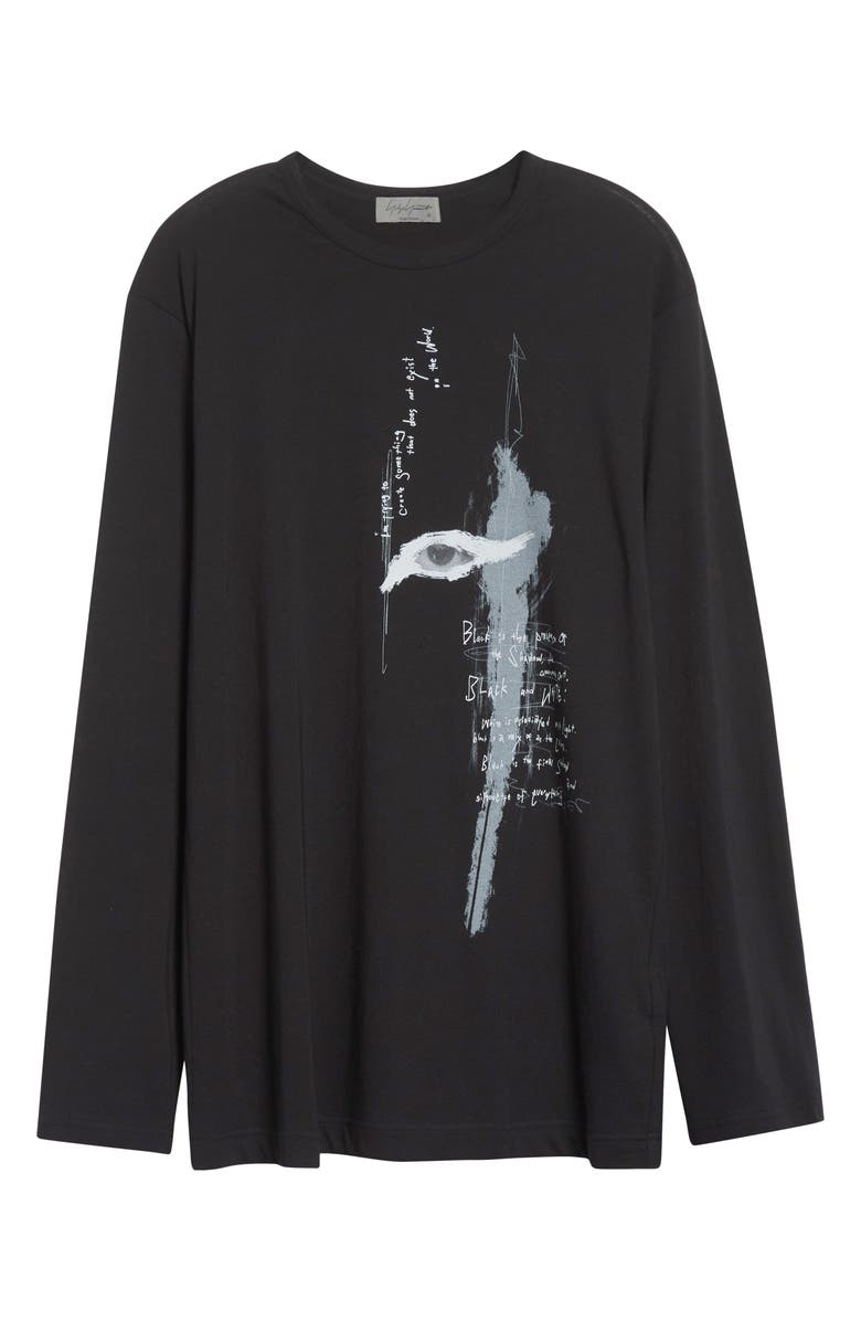 Yohji Yamamoto Long Sleeve Graphic T-Shirt, Alternate, color, Black