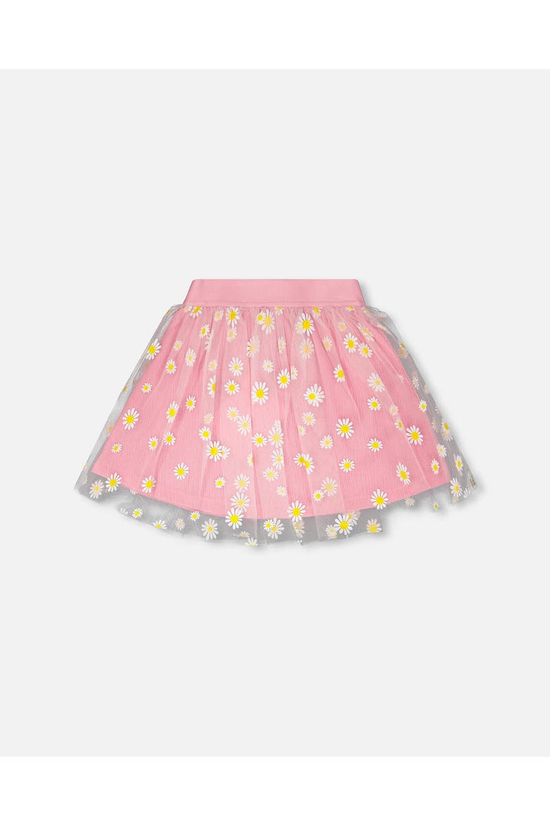 Mesh and Crinkle Jersey Flared Skirt, Main, color, Pink