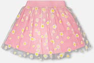 Deux par Deux Mesh and Crinkle Jersey Flared Skirt