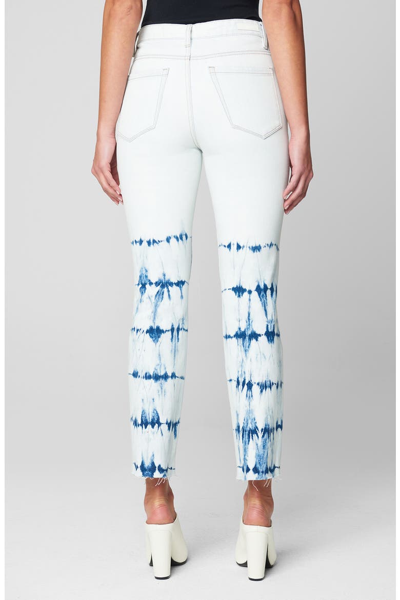 The Madison Tie Dye Stripe Raw Hem Ankle Skinny Jeans, Alternate, color, MANIC MONDAY