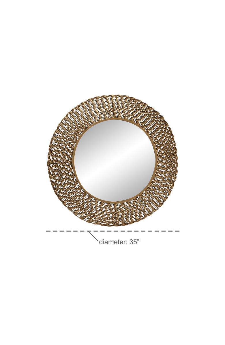 VIVIAN LUNE HOME Modern Style Large Round Twisted Gold Metal Wall Mirror - 35" x 35", Alternate, color, 
