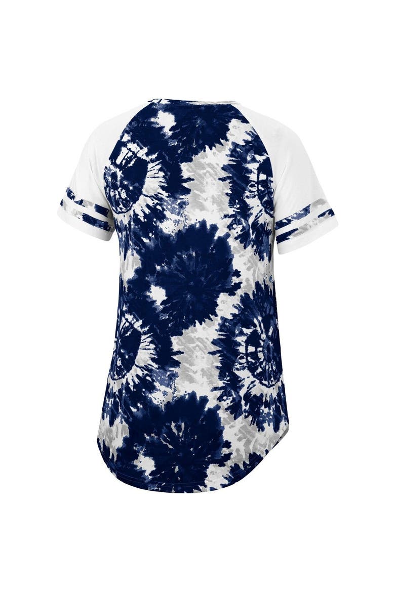 Women's Colosseum Navy/White Michigan Wolverines Annie Oversized Tie-Dye Raglan T-Shirt, Alternate, color, Navy