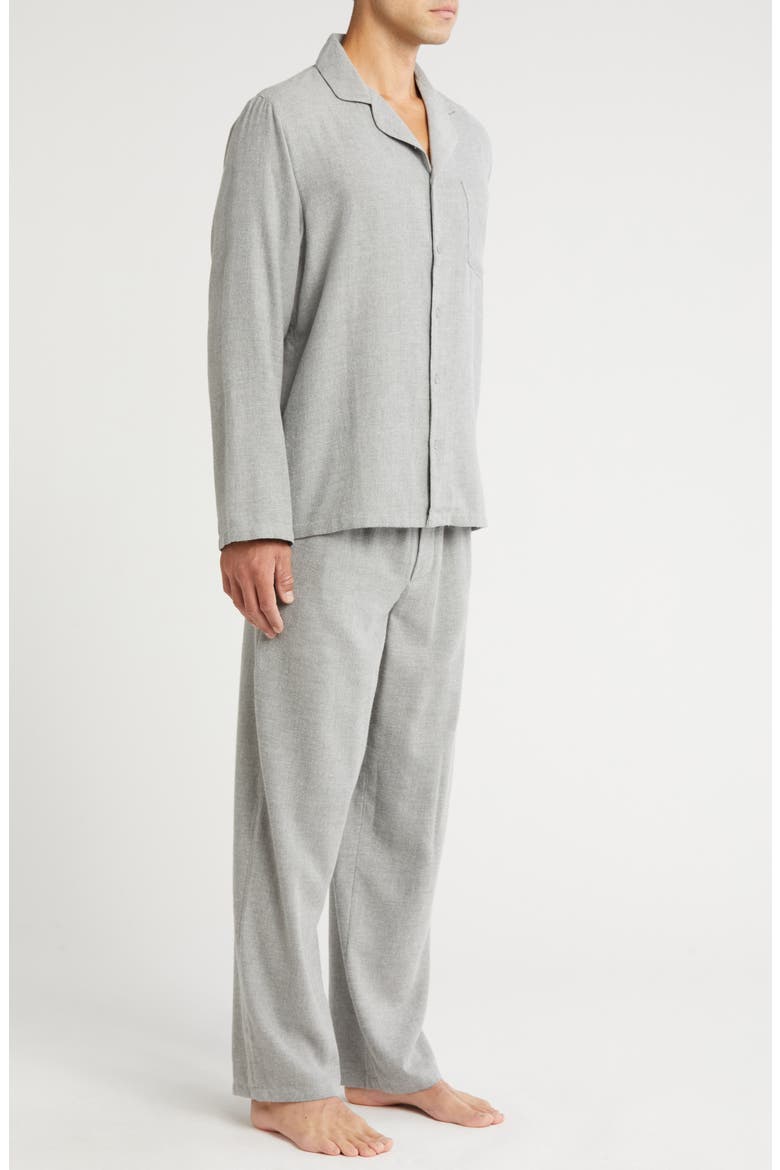 Heather Flannel Pajamas, Alternate, color, GREY HEATHER