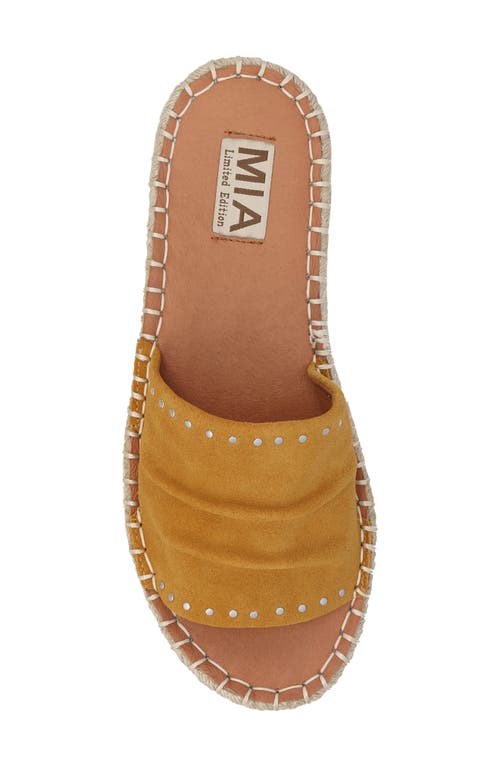 Mia Dahya Espadrille Platform Slide Sandal In Mustard