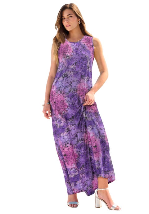Plus Size Sleeveless Crew Neck Maxi Dress