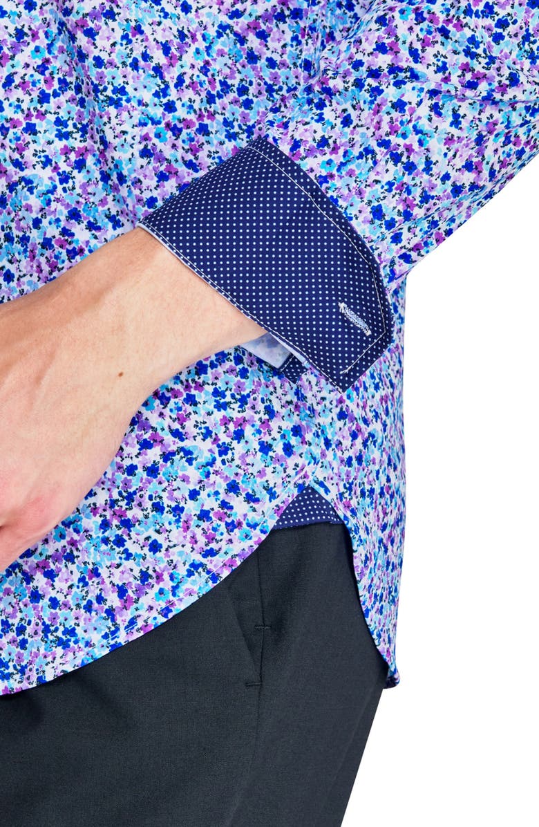 W.R.K Slim Fit Watercolor Floral Performance Dress Shirt, Alternate, color, Purple