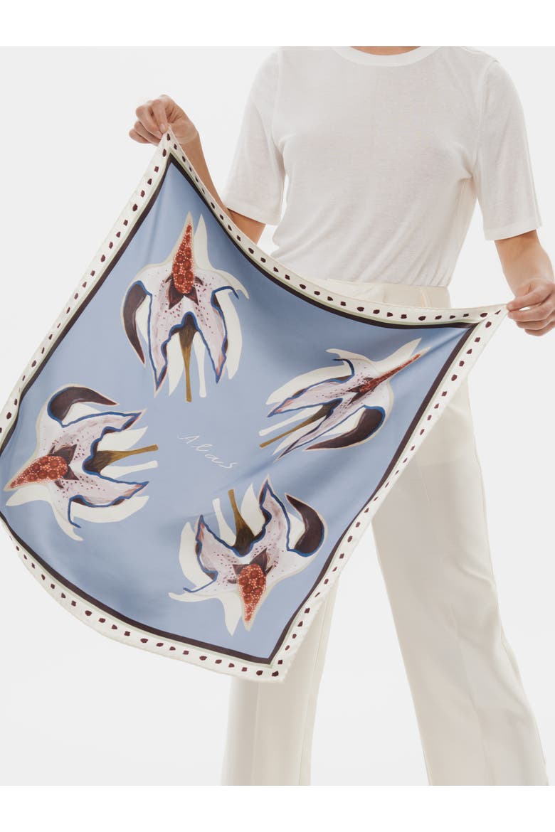 Hand Rolled Floral Print Silk Scarf, Alternate, color, Print 'garden Of Alas'