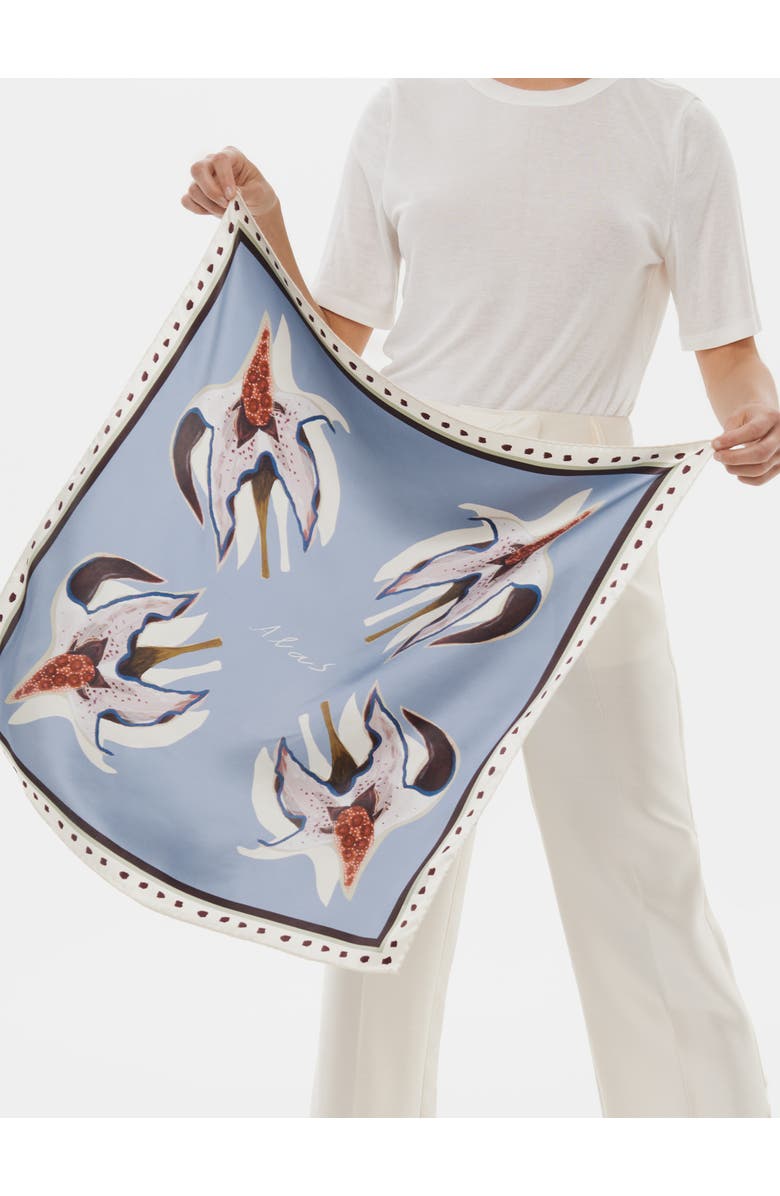 Alas Hand Rolled Floral Print Silk Scarf, Alternate, color, Print 'Garden Of Alas'