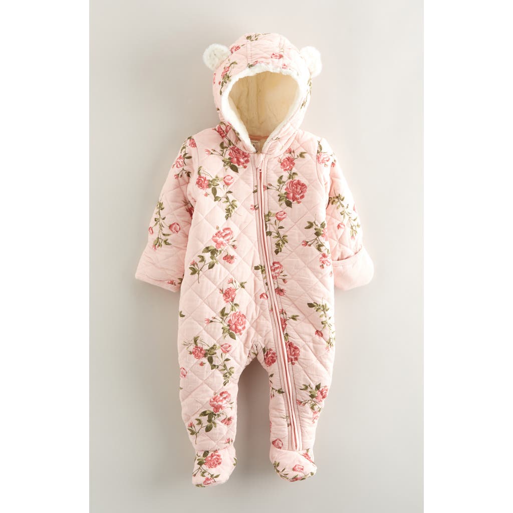 Nordstrom Hooded Quilted Fleece Lined Bunting In Pink
