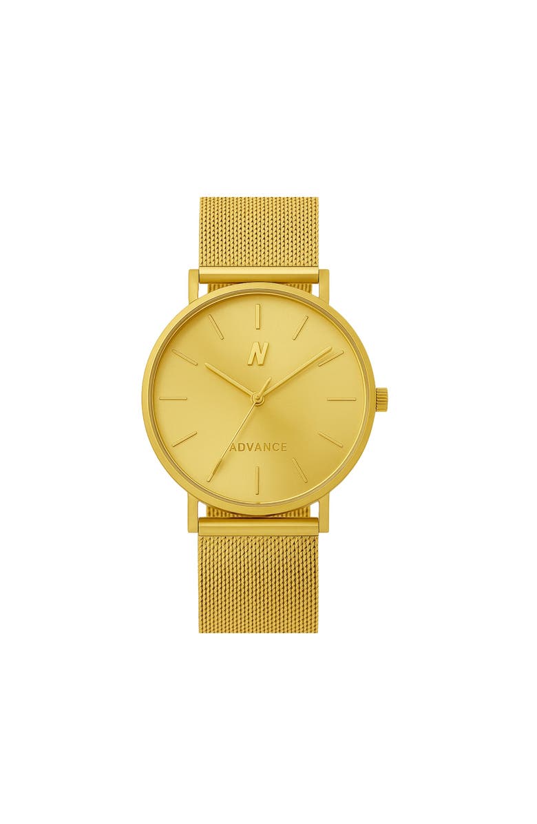 NCMPRBL Advance Champagne Gold Mesh Strap Watch, 36MM, Main, color, Champagne Gold