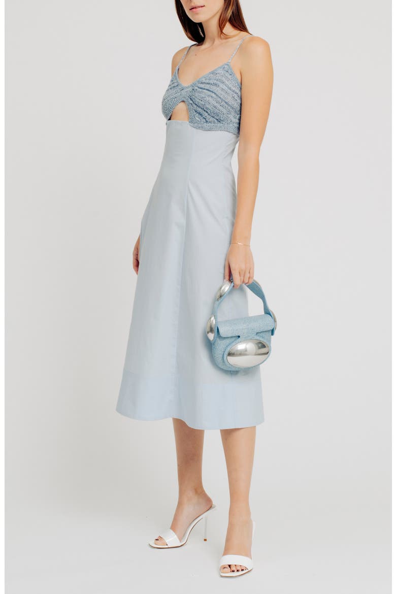 Romy Mixed Midi Dress, Alternate, color, SKY COMBO