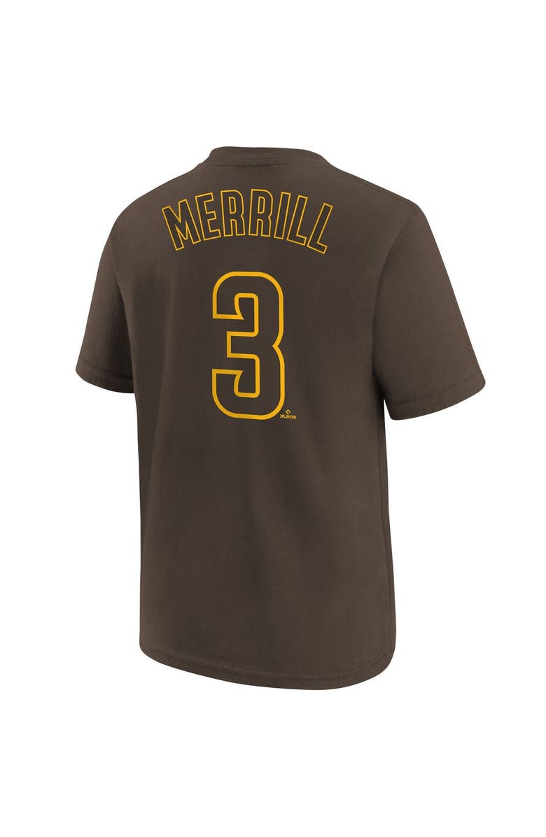 Nike Youth Nike Jackson Merrill Brown San Diego Padres Player Name & Number T-Shirt, Alternate, color, 