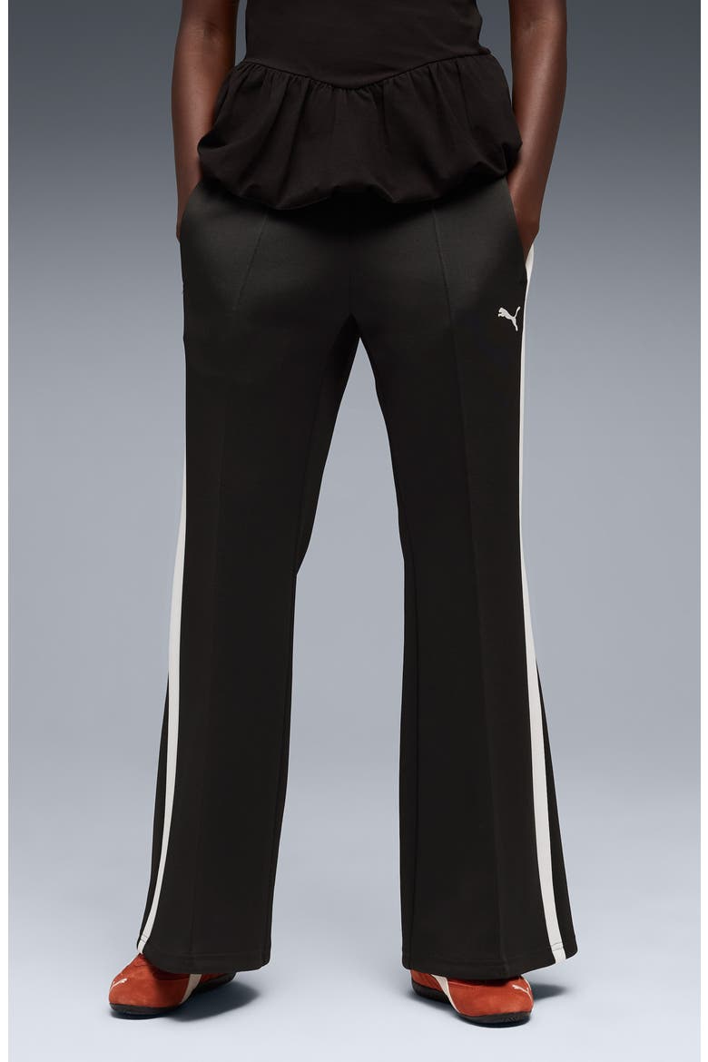 T7 Relaxed Flare Track Pants, Alternate, color, PUMA BLACK
